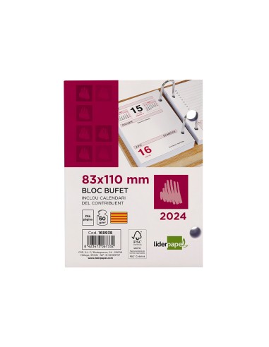 Bloc bufete liderpapel 2024 80x110 mm papel 60 gr texto en catalan