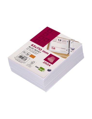 Bloc bufete liderpapel 2024 80x110 mm papel 60 gr texto en catalan