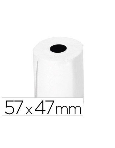 Rollo sumadora termico q connect 57 mm ancho x 47mm diametro para tpv sin bisfenol a papel de 70 g m2