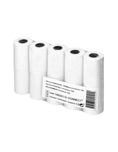 Rollo sumadora termico q connect 57 mm ancho x 35 mm diametro para tpv sin bisfenol a papel de 70 g m2