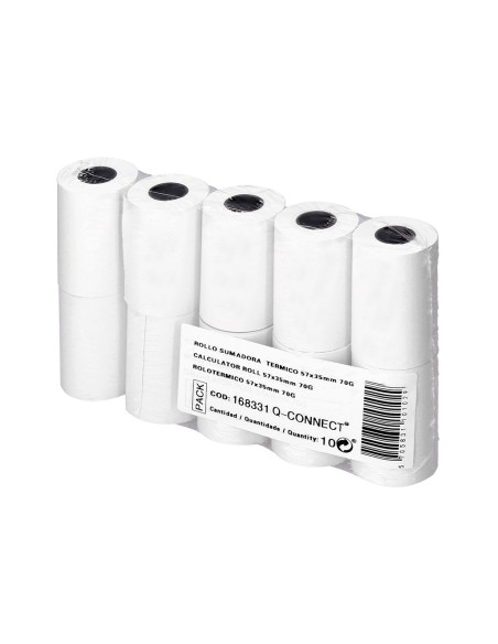 Rollo sumadora termico q connect 57 mm ancho x 35 mm diametro para tpv sin bisfenol a papel de 70 g m2