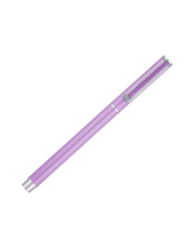 Juego boligrafo y roller belius endless summer aluminio color morado y plateado tinta azul caja de diseno