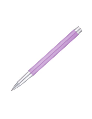 Juego boligrafo y roller belius endless summer aluminio color morado y plateado tinta azul caja de diseno