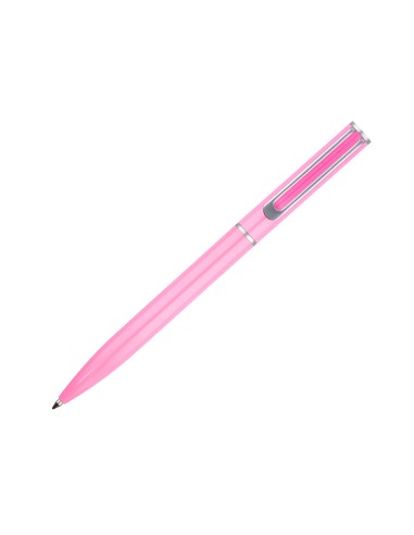 Juego boligrafo y roller belius endless summer aluminio color rosa y plateado tinta azul caja de diseno