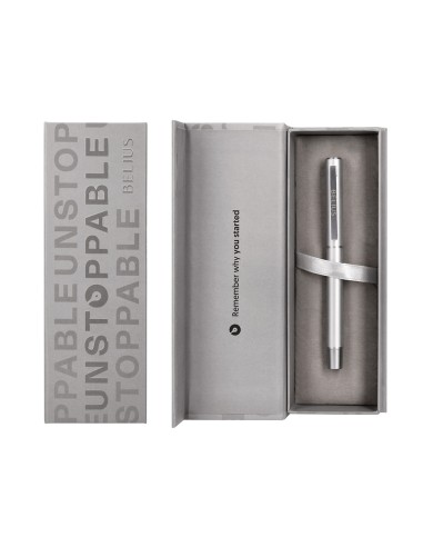 Roller belius unstoppable color plateado tinta negra caja de diseno