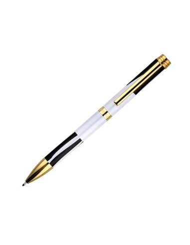 Boligrafo belius dualita cuerpo blanco color negro tinta azul caja de diseno