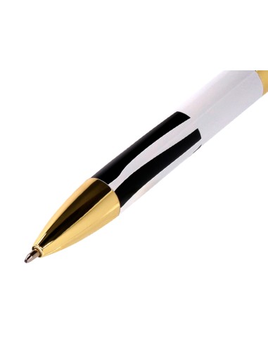 Boligrafo belius dualita cuerpo blanco color negro tinta azul caja de diseno