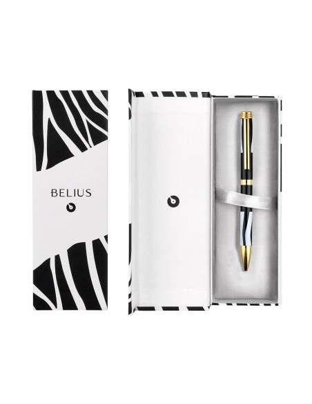 Boligrafo belius dualita cuerpo negro color blanco tinta azul caja de diseno Boligrafo belius dualita cuerpo negro color blanco tinta azul caja de diseno
