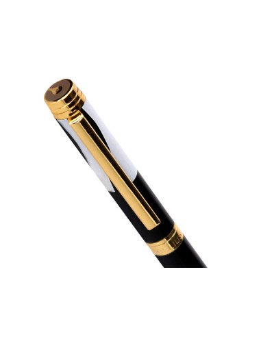 Boligrafo belius dualita cuerpo negro color blanco tinta azul caja de diseno