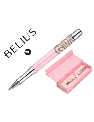 Roller belius ink dreams aluminio color rosa y verde matcha plateado frase interior tinta negra caja de diseno