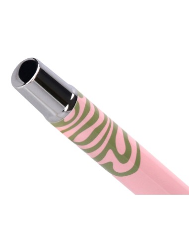 Roller belius ink dreams aluminio color rosa y verde matcha plateado frase interior tinta negra caja de diseno