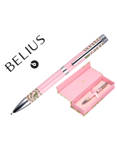 Boligrafo belius ink dreams aluminio color rosa y verde matcha plateado frase interior tinta azul caja de diseno