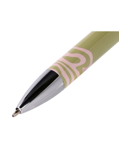 Boligrafo belius ink dreams aluminio color verde matcha y rosa plateado frase interior tinta azul caja de diseno