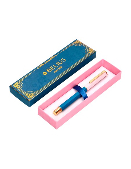 Boligrafo belius macaron bliss forma hexagonal color rosa azul y dorado tinta azul caja de diseno Boligrafo belius macaron bliss forma hexagonal color rosa azul y dorado tinta azul caja de diseno