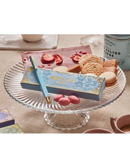 Boligrafo belius macaron bliss forma hexagonal color celeste y dorado tinta azul caja de diseno Boligrafo belius macaron bliss forma hexagonal color celeste y dorado tinta azul caja de diseno