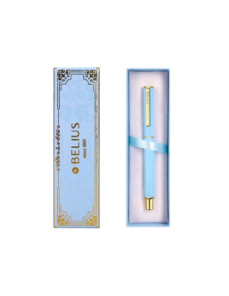 Boligrafo belius macaron bliss forma hexagonal color celeste y dorado tinta azul caja de diseno Boligrafo belius macaron bliss forma hexagonal color celeste y dorado tinta azul caja de diseno