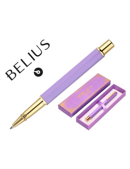 Boligrafo belius macaron bliss forma hexagonal color morado y dorado tinta azul caja de diseno Boligrafo belius macaron bliss forma hexagonal color morado y dorado tinta azul caja de diseno