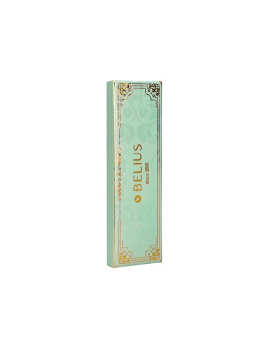 Boligrafo belius macaron bliss forma hexagonal color verde dorado tinta azul caja de diseno