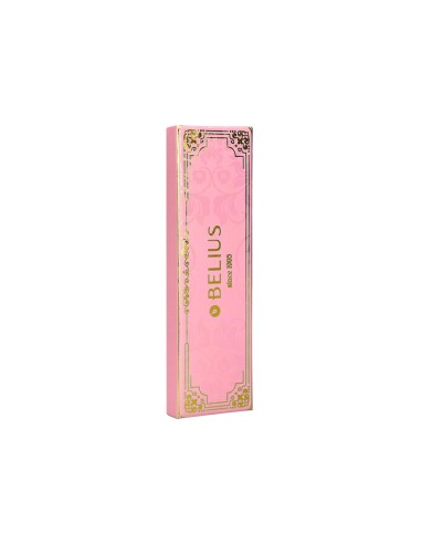 Boligrafo belius macaron bliss forma hexagonal color rosa y dorado tinta azul caja de diseno