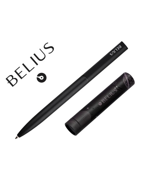 Boligrafo belius rocket b aluminio color minimalista negro tinta azul caja cilindrica Boligrafo belius rocket b aluminio color minimalista negro tinta azul caja cilindrica