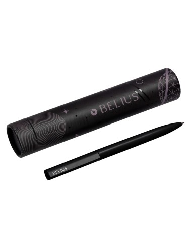 Boligrafo belius rocket b aluminio color minimalista negro tinta azul caja cilindrica