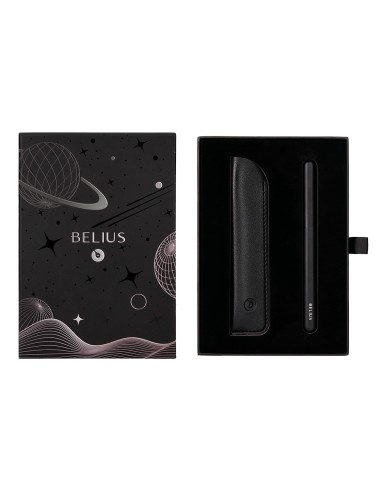 Pluma y funda de similpiel belius space b color minimalista negro tinta azul caja de diseno