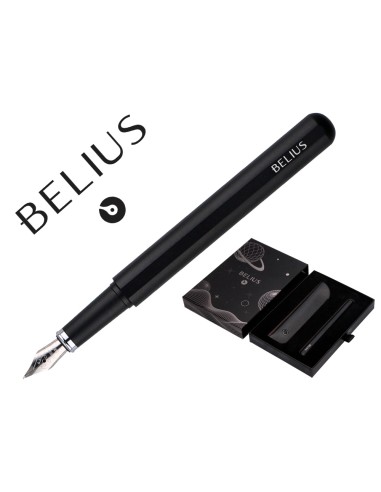 Pluma y funda de similpiel belius space b color minimalista negro tinta azul caja de diseno