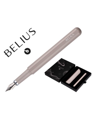Pluma y funda de similpiel belius space b color minimalista gris tinta azul caja de diseno