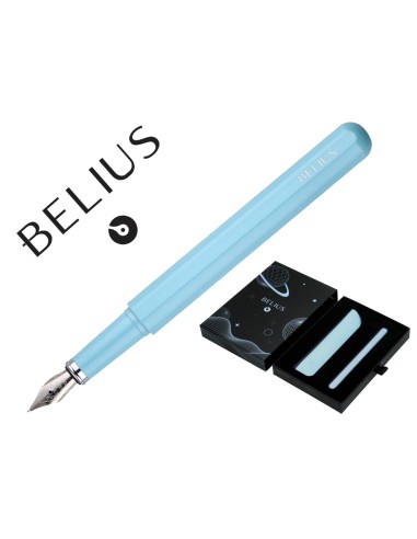 Pluma y funda de similpiel belius space b color minimalista azul tinta azul caja de diseno