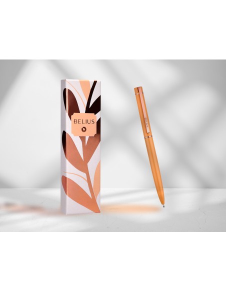 Boligrafo belius rose aluminio color naranja oro rosa tinta azul caja de diseno Boligrafo belius rose aluminio color naranja oro rosa tinta azul caja de diseno