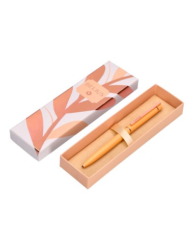 Boligrafo belius rose aluminio color naranja oro rosa tinta azul caja de diseno