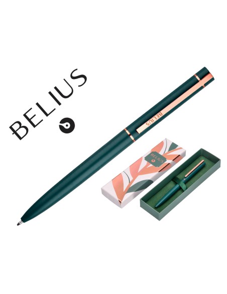 Boligrafo belius rose aluminio color verde oliva oro rosa tinta azul caja de diseno Boligrafo belius rose aluminio color verde oliva oro rosa tinta azul caja de diseno