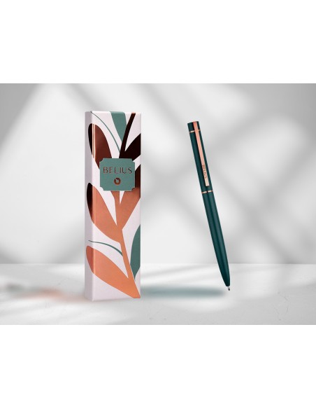 Boligrafo belius rose aluminio color verde oliva oro rosa tinta azul caja de diseno Boligrafo belius rose aluminio color verde oliva oro rosa tinta azul caja de diseno