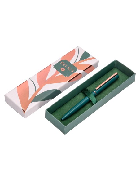 Boligrafo belius rose aluminio color verde oliva oro rosa tinta azul caja de diseno Boligrafo belius rose aluminio color verde oliva oro rosa tinta azul caja de diseno