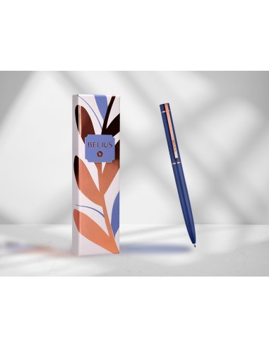 Boligrafo belius rose aluminio color azul electrico oro rosa tinta azul caja de diseno