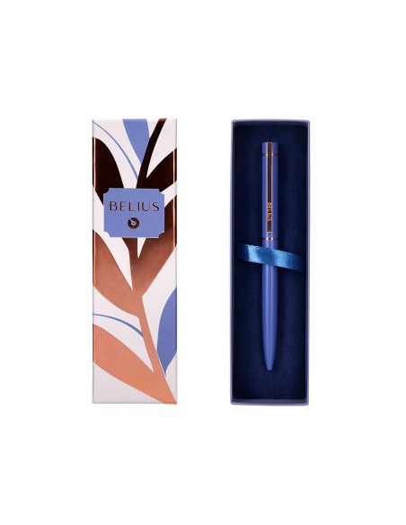 Boligrafo belius rose aluminio color azul electrico oro rosa tinta azul caja de diseno Boligrafo belius rose aluminio color azul electrico oro rosa tinta azul caja de diseno