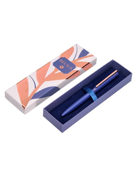 Boligrafo belius rose aluminio color azul electrico oro rosa tinta azul caja de diseno Boligrafo belius rose aluminio color azul electrico oro rosa tinta azul caja de diseno