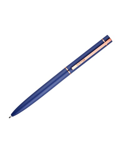 Boligrafo belius rose aluminio color azul electrico oro rosa tinta azul caja de diseno