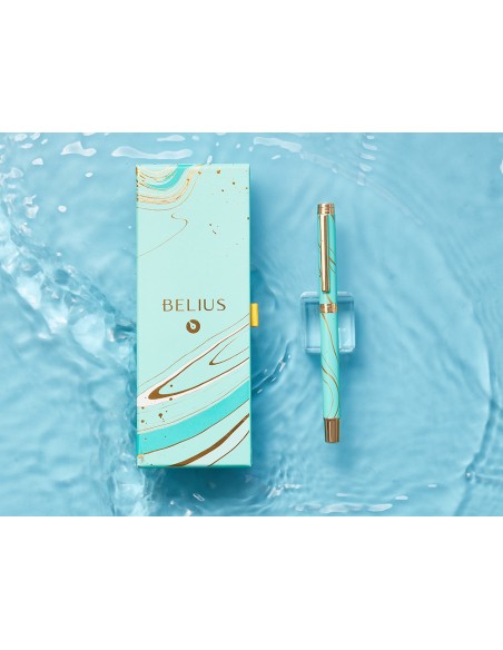 Boligrafo belius aqua aluminio color turquesa y dorado tinta azul caja de diseno Boligrafo belius aqua aluminio color turquesa y dorado tinta azul caja de diseno