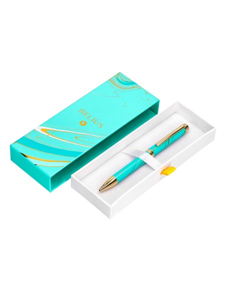 Boligrafo belius aqua aluminio color turquesa y dorado tinta azul caja de diseno Boligrafo belius aqua aluminio color turquesa y dorado tinta azul caja de diseno