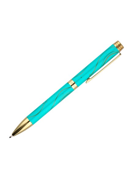Boligrafo belius aqua aluminio color turquesa y dorado tinta azul caja de diseno Boligrafo belius aqua aluminio color turquesa y dorado tinta azul caja de diseno