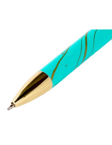Boligrafo belius aqua aluminio color turquesa y dorado tinta azul caja de diseno