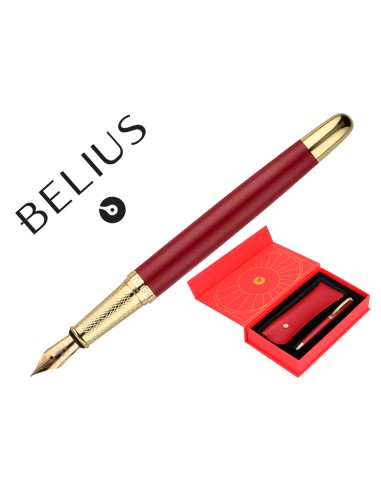 Pluma y estuche belius soiree color art deco granate y dorado tinta azul caja de diseno