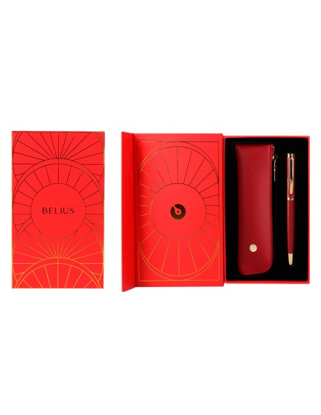 Pluma y estuche belius soiree color art deco granate y dorado tinta azul caja de diseno Pluma y estuche belius soiree color art deco granate y dorado tinta azul caja de diseno