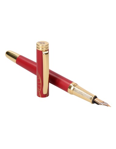 Pluma y estuche belius soiree color art deco granate y dorado tinta azul caja de diseno