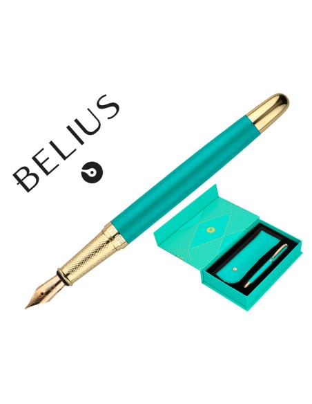 Pluma y estuche belius soiree color art deco turquesa dorado tinta azul caja de diseno Pluma y estuche belius soiree color art deco turquesa dorado tinta azul caja de diseno