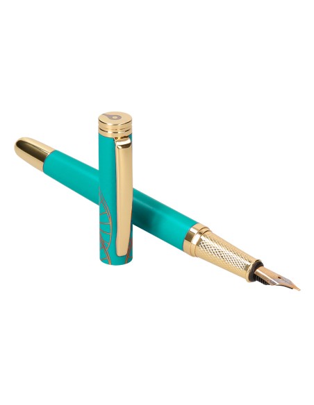 Pluma y estuche belius soiree color art deco turquesa dorado tinta azul caja de diseno Pluma y estuche belius soiree color art deco turquesa dorado tinta azul caja de diseno