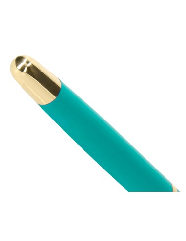 Boligrafo belius soiree aluminio color art deco turquesa y dorado tinta azul caja de diseno
