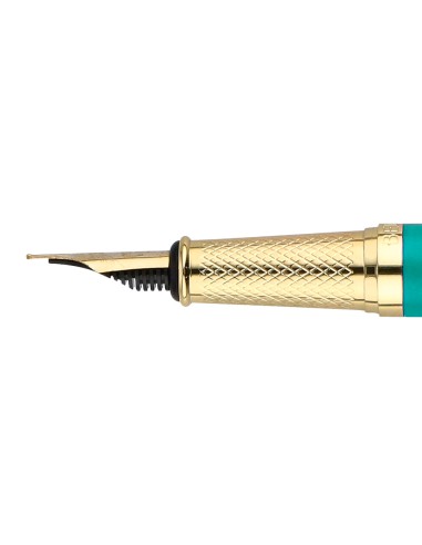 Pluma belius soiree aluminio color art deco turquesa y dorado tinta azul caja de diseno