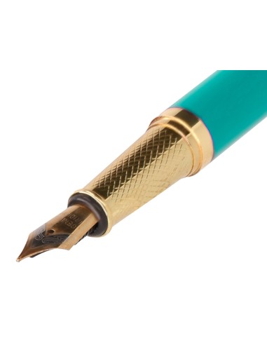Pluma belius soiree aluminio color art deco turquesa y dorado tinta azul caja de diseno